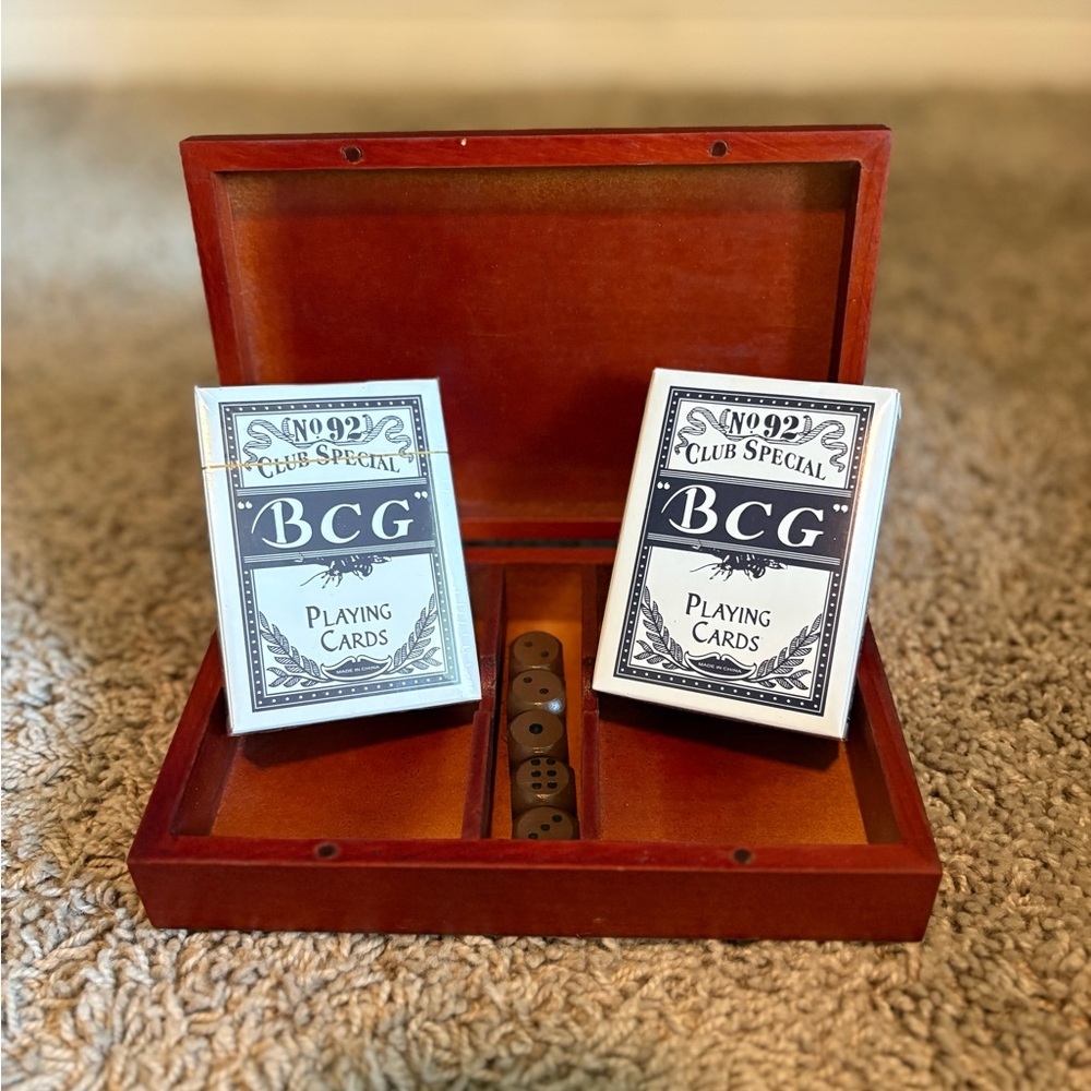 BCG Club Special Black and White Playing Cards with Wooden Box